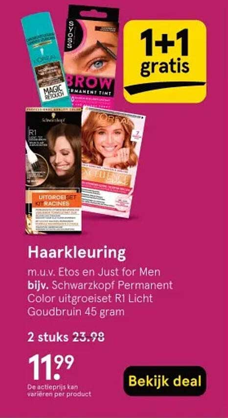 Haarverf aanbieding met 1+1 gratis