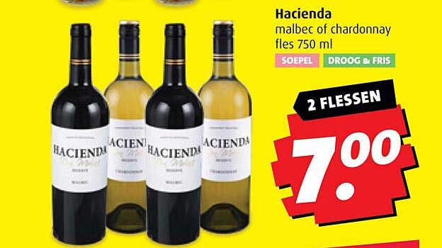 Hacienda malbec of chardonnay fles 750 ml