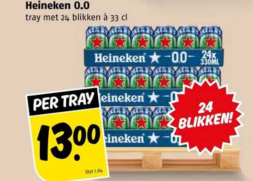 Heineken 0.0 tray met 24 blikken à 33 cl