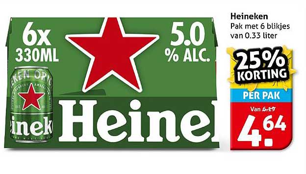 Heineken Pak met 6 blikken van 0.33 liter
