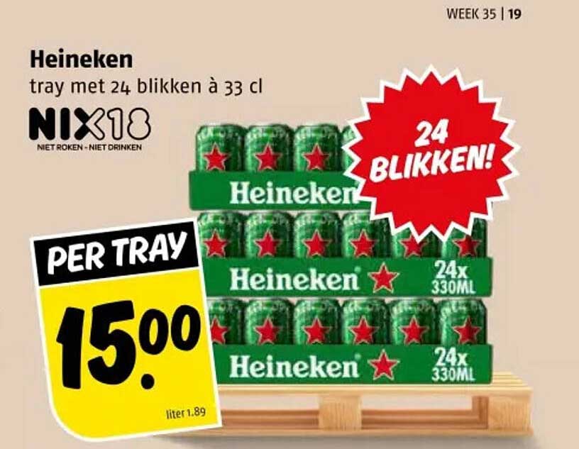 Heineken tray met 24 blikken à 33 cl