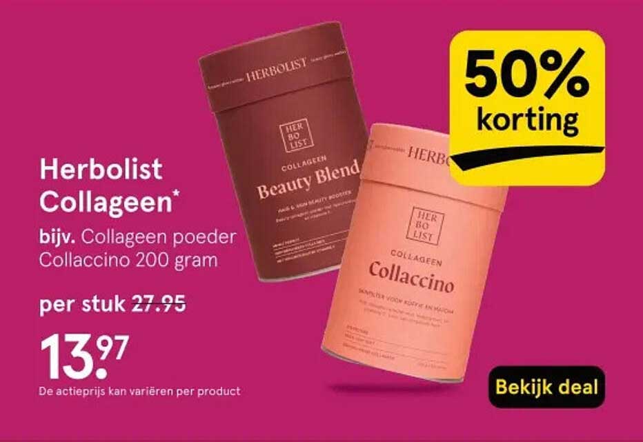 Herbolist Collageen* bijv. Collageen poeder Collaccino 200 gram