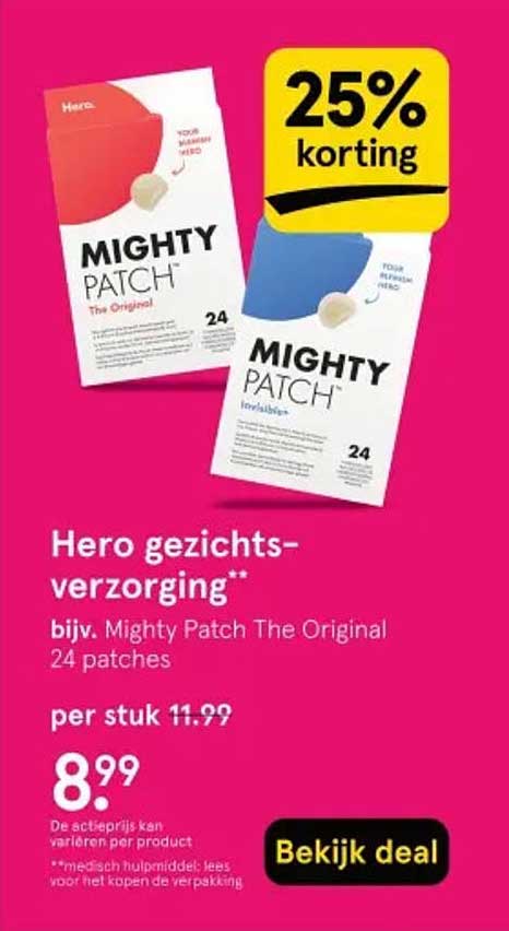 Hero gezichtsverzorging bijv. Mighty Patch The Original 24 patches