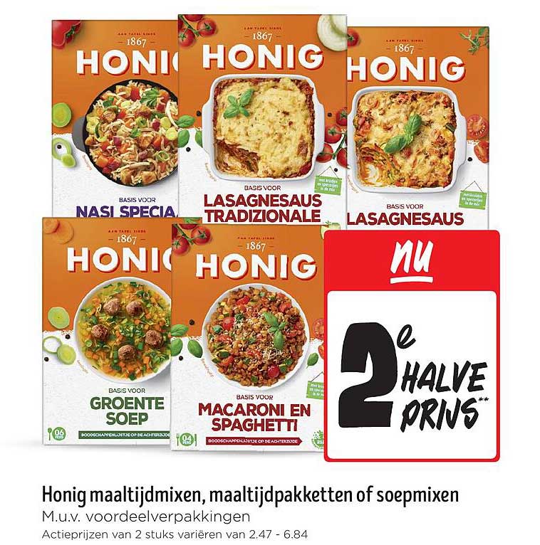 Honig maaltijdmixen, maaltijdpakketten of soepmixen