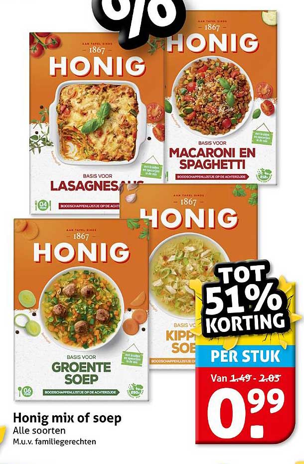Honig mix of soep - Alle soorten