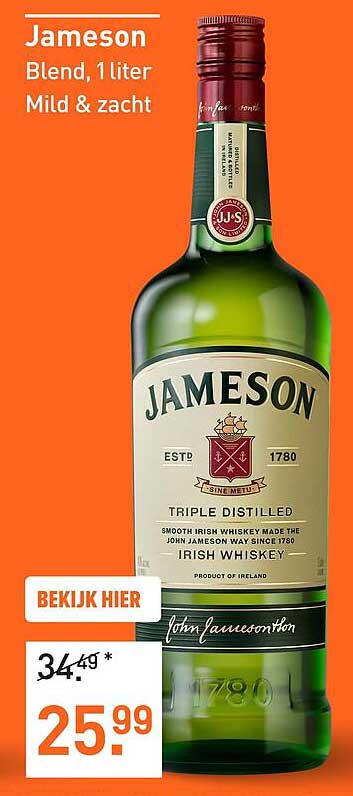 Jameson Blend, 1 liter Mild & zacht