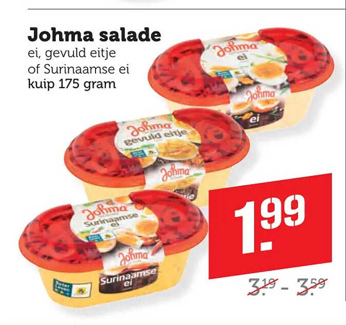 Johma salade ei, gevuld eitje of Surinaamse ei kuip 175 gram