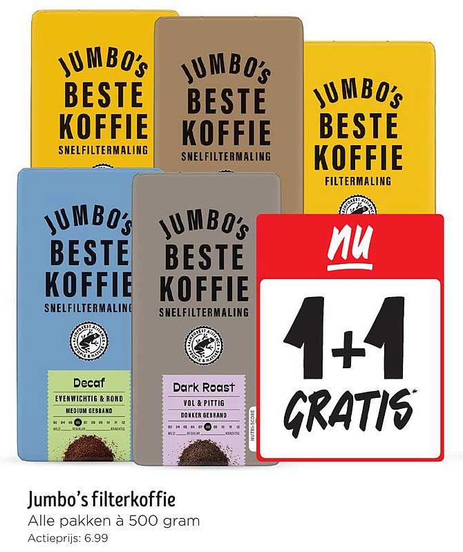 Jumbo's filterkoffie - Alle pakken à 500 gram