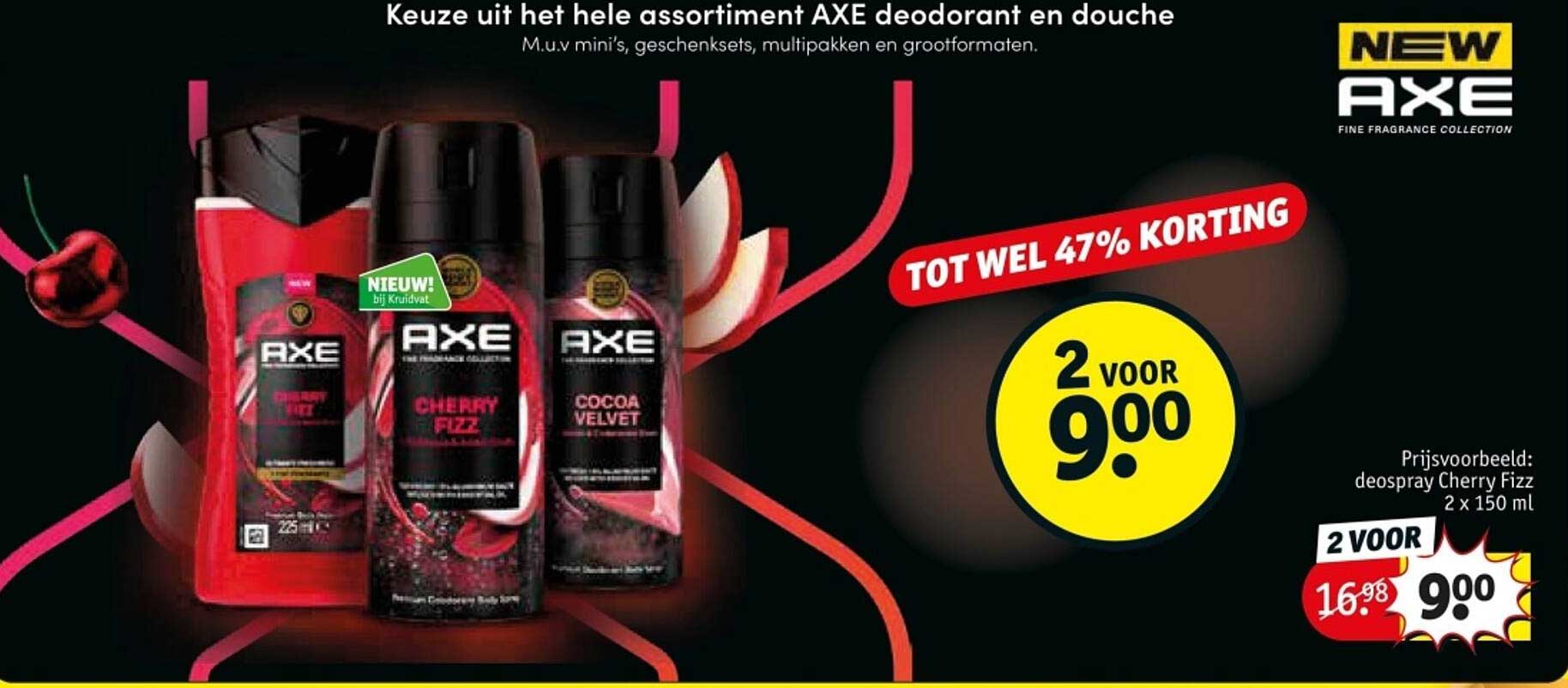 Keuze uit het hele assortiment AXE deodorant en douche