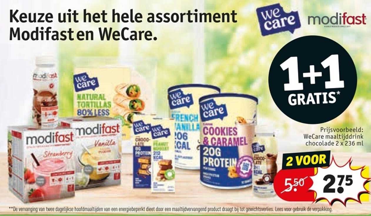 Keuze uit het hele assortiment Modifast en WeCare.