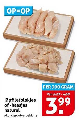 Kipfiletblokjes of -haasjes natuur