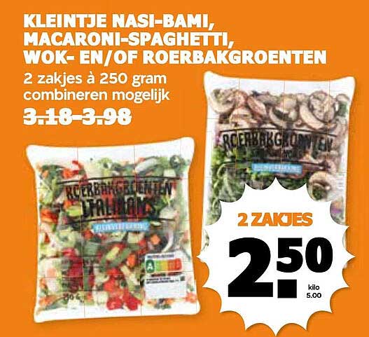 KLEINTJE NASI-BAMI, MACARONI-SPAGHETTI, WOK- EN/OF ROERBAKGEREN