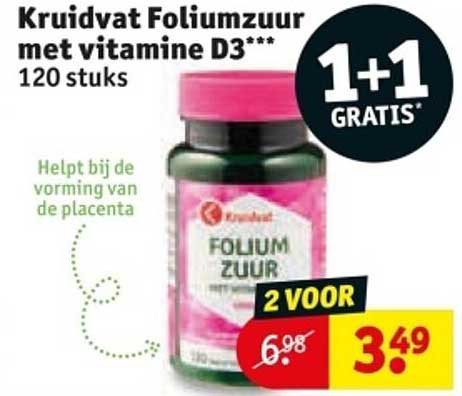 Kruidvat Foliumzuur met vitamine D3*** 120 stuks