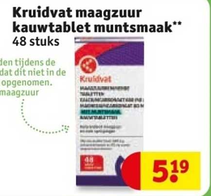 Kruidvat maagzuur kauwtablet muntsmaak** 48 stuks
