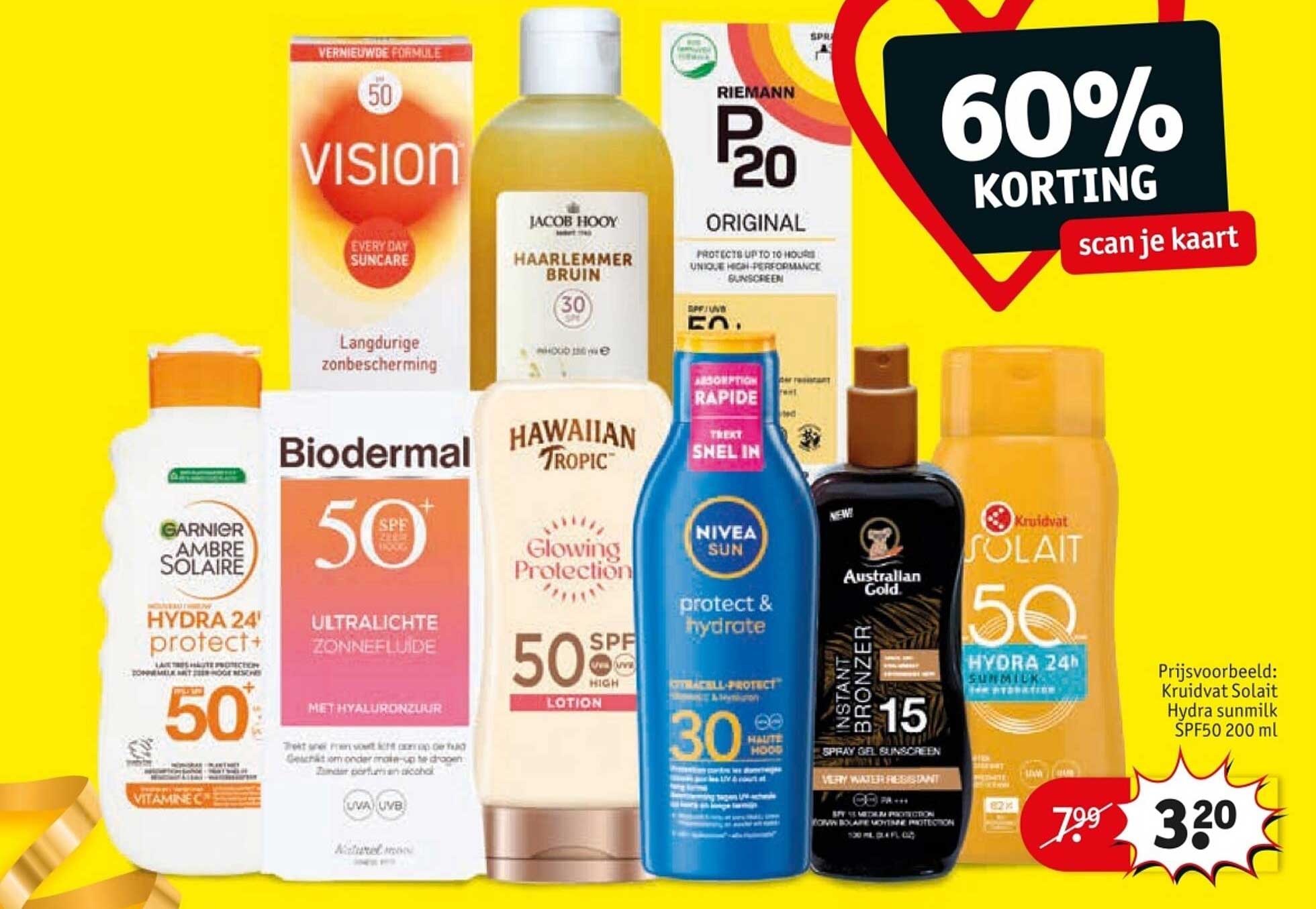 Kruidvat Solait Hydra sunmilk SPF50 200 ml