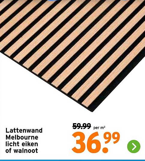 Lattenwand Melbourne licht eiken of walnoot