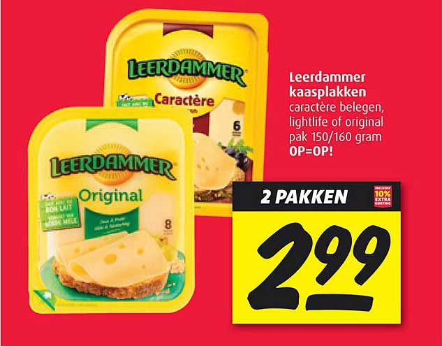 Leerdammer kaasplakken caractère belegen, lightlife of original pak 150/160 gram OP=OP!