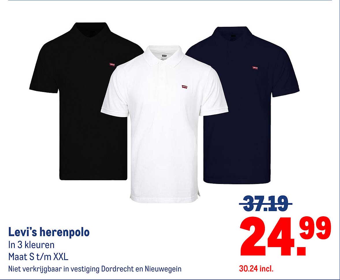 Levi's herenpolo In 3 kleuren Maat S t/m XXL