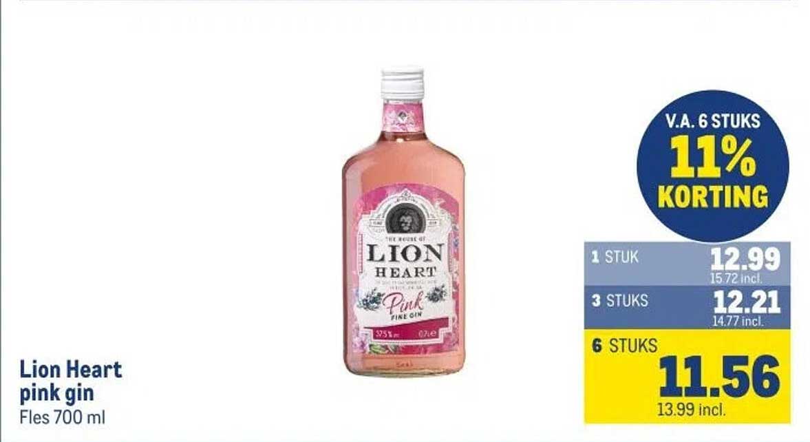 Lion Heart pink gin Fles 700 ml
