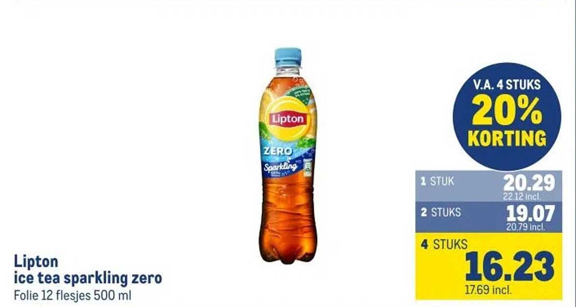 Lipton ice tea sparkling zero Folie 12 flesjes 500 ml