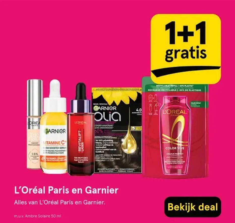 L’Oréal Paris en Garnier 1+1 gratis