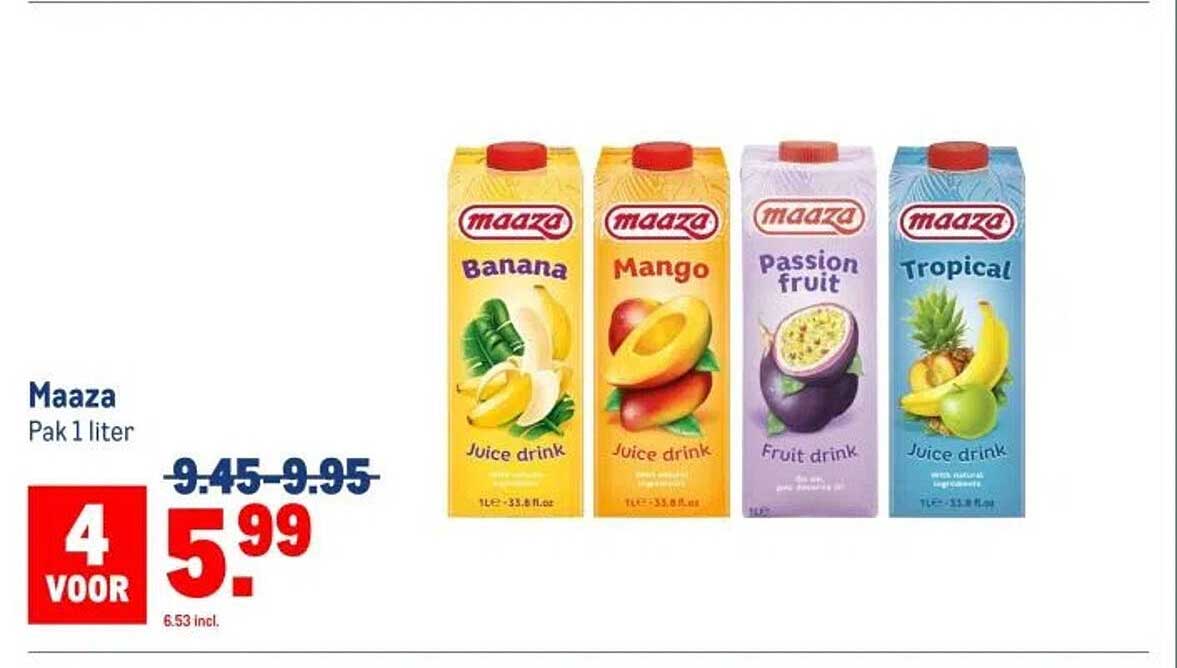 Maaza Pak 1 liter - 4 voor 5,99