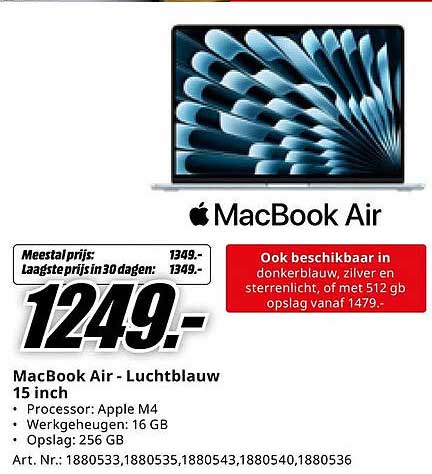 MacBook Air - Luchtblauw 15 inch