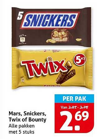 Mars, Snickers, Twix of Bounty