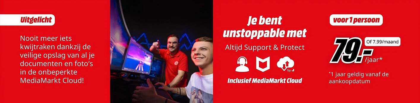 MediaMarkt Cloud - Voor 1 persoon 79,- /jaar of 7,99 /maand