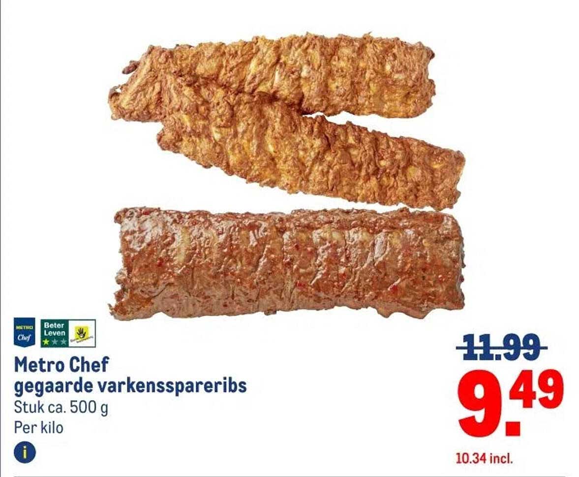 Metro Chef gegaarde varkensspareribs