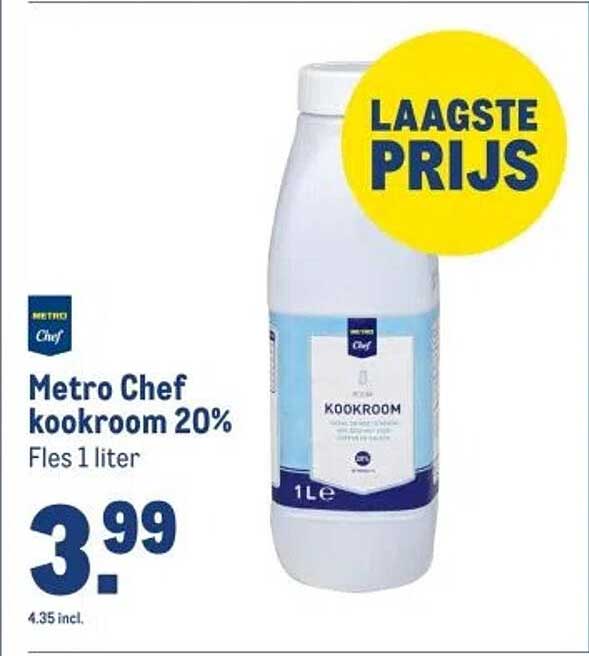 Metro Chef kookroom 20% Fles 1 liter