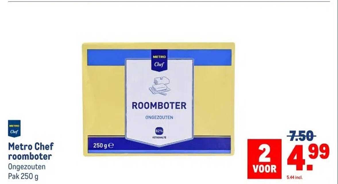 Metro Chef roomboter Ong gezouten Pak 250 g
