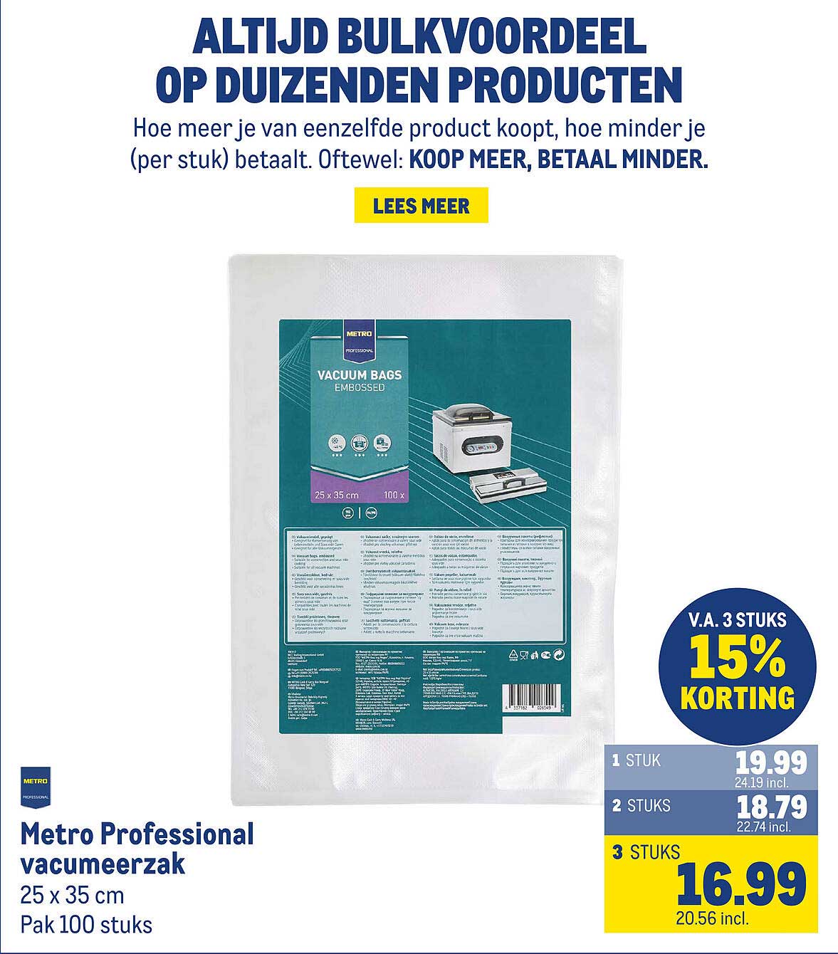 Metro Professional vacumeerzak 25 x 35 cm Pak 100 stuks