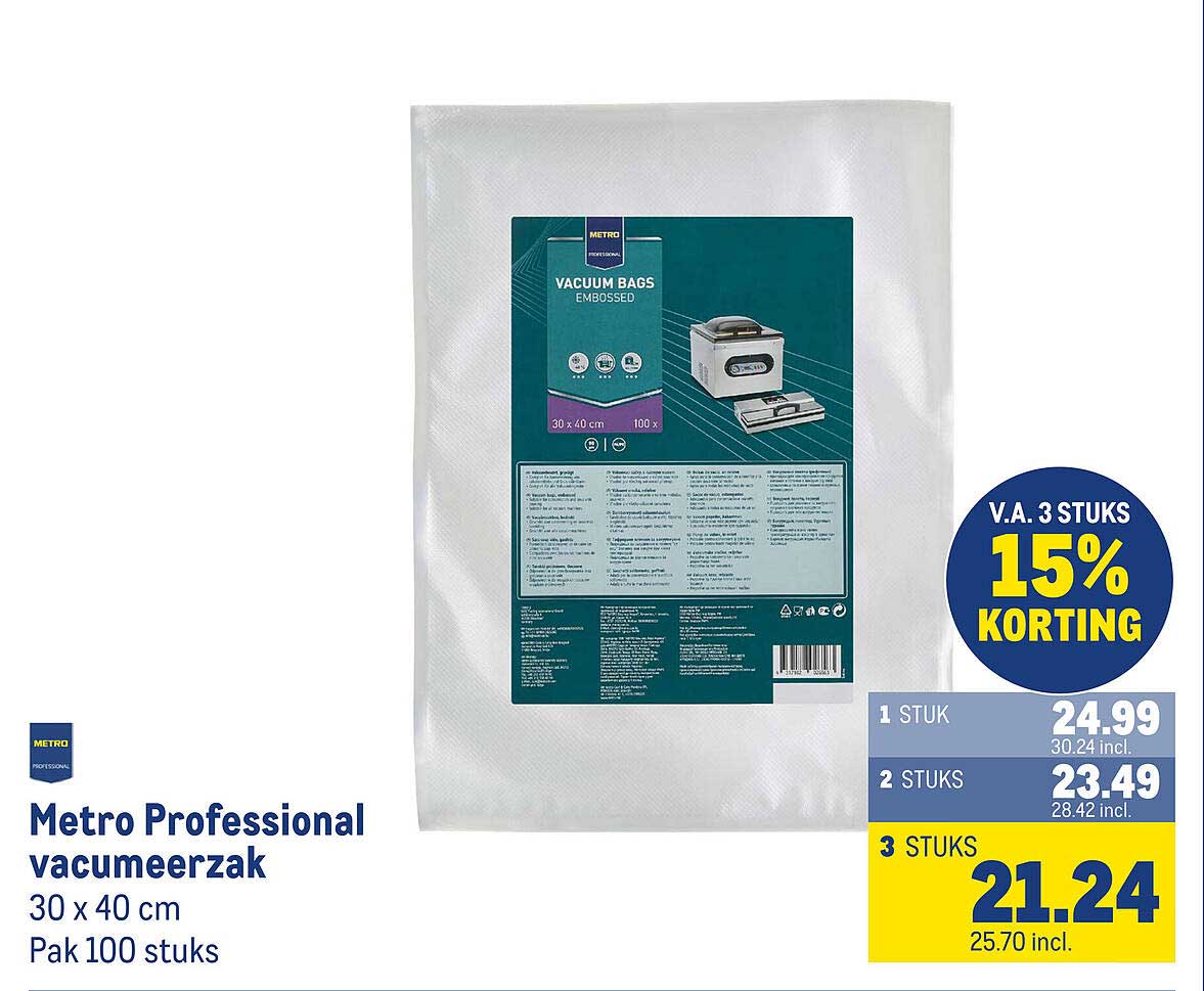 Metro Professional vacumeerzak 30 x 40 cm Pak 100 stuks