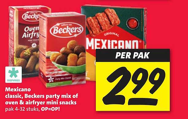 Mexicano classic, Beckers party mix of oven & airfryer mini snacks