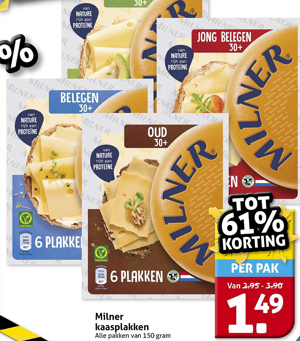 Milner kaasplakken - Alle pakketten van 150 gram