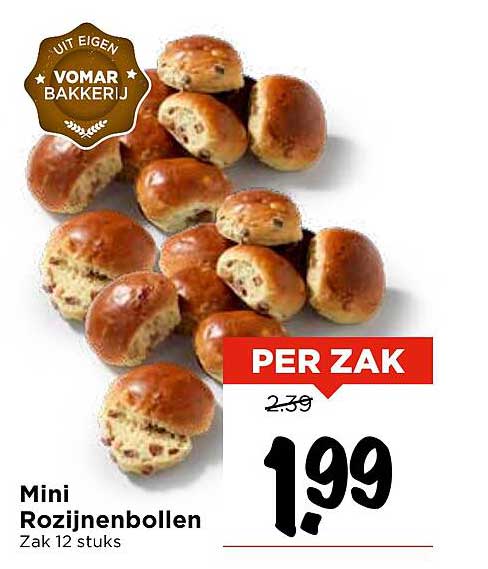 Mini Rozijnenbollen - Zak 12 stuks