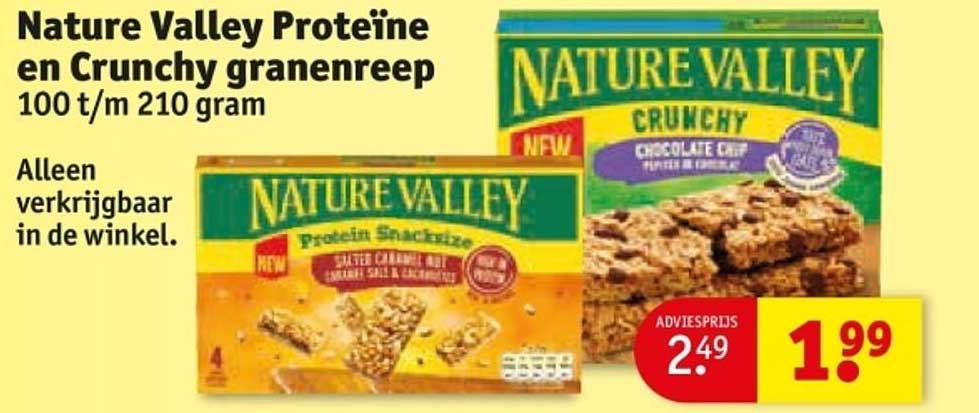 Nature Valley Proteïne en Crunchy granenreep 100 t/m 210 gram