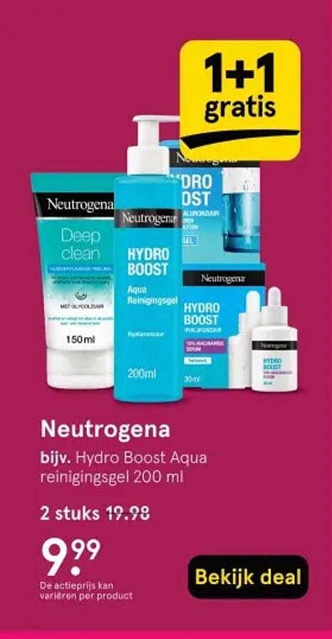 Neutrogena bijv. Hydro Boost Aqua reinigingsgel 200 ml