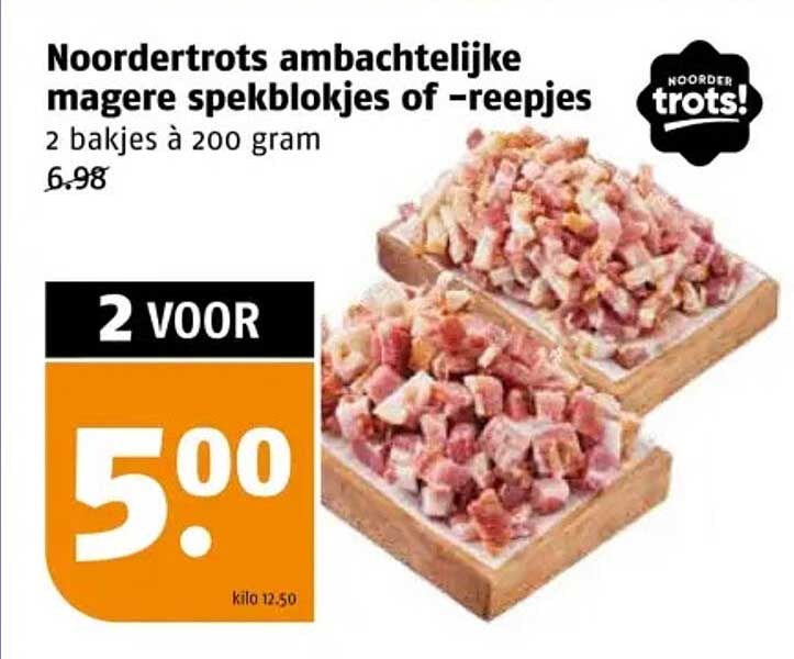Noordertrots ambachtelijke magere spekblokjes of -reepjes