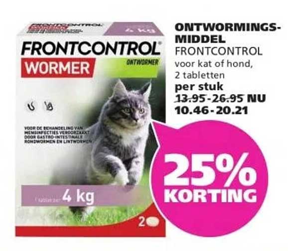 ONTWORMINGS-MIDDEL FRONTCONTROL voor kat of hond, 2 tabletten per stuk