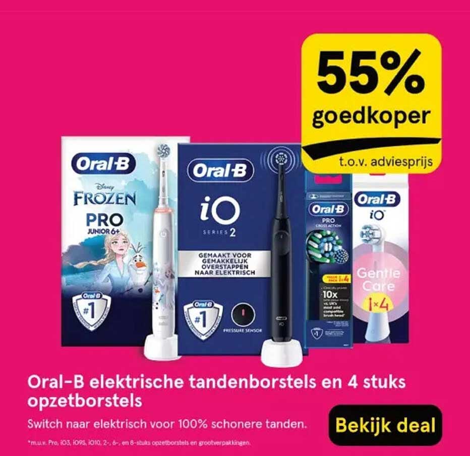 Oral-B elektrische tandenborstels en 4 stuks opzetborstels