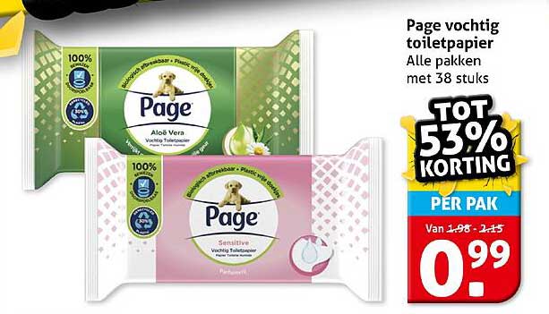 Page vochtig toiletpapier