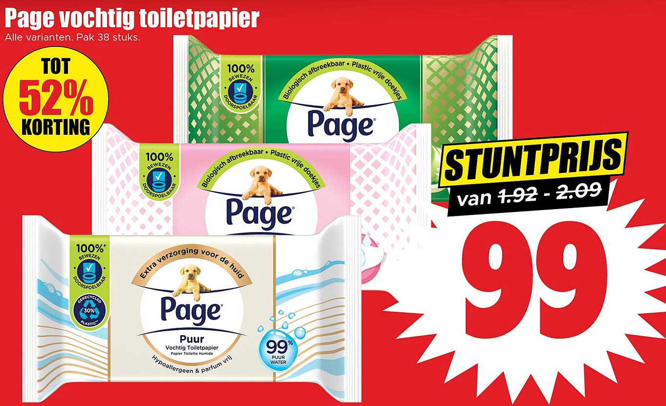Page vochtig toiletpapier