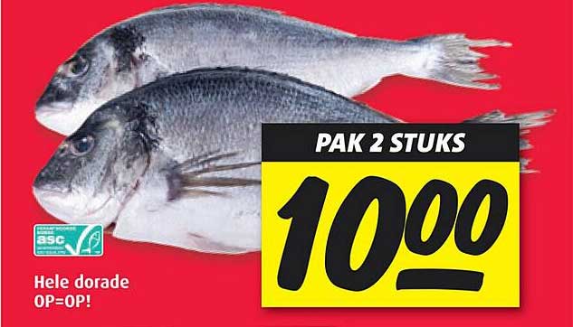 Pak 2 stuks hele dorade voor 10,00