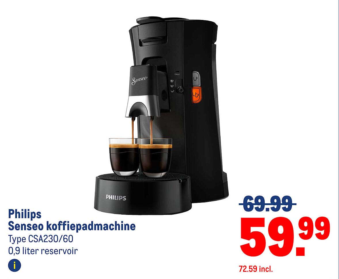 Philips Senseo koffiepadmachine Type CSA230/60 0,9 liter reservoir