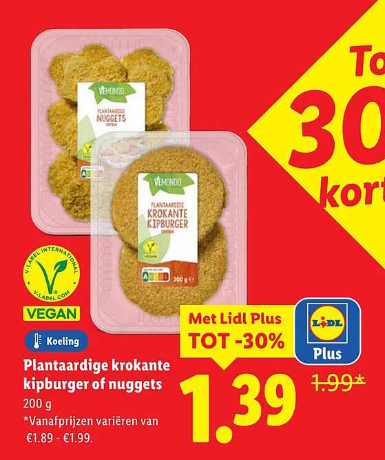 Plantaardige krokante kipburger of nuggets