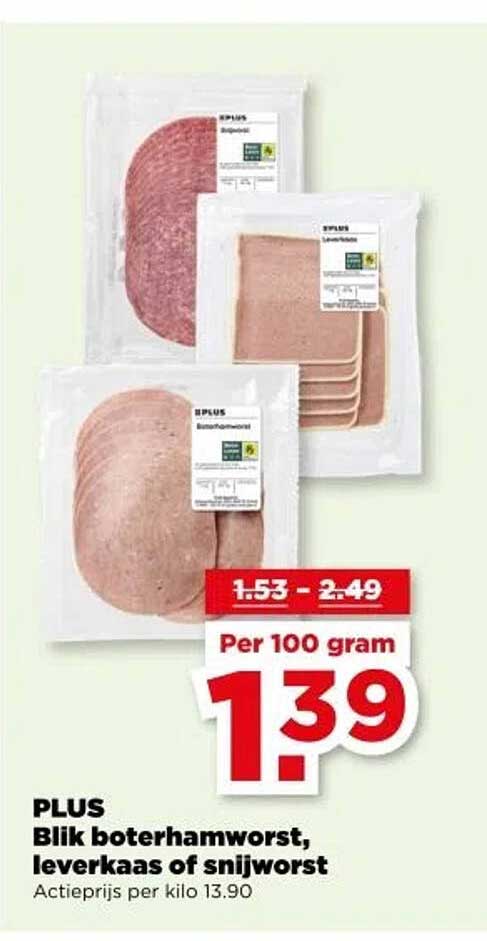 PLUS Blik boterhamworst, leverkaas of snijworst
