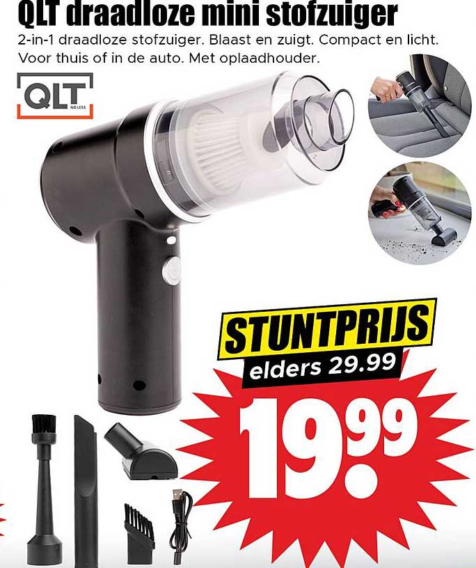 QLT draadloze mini stofzuiger