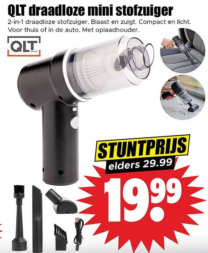 QLT draadloze mini stofzuiger